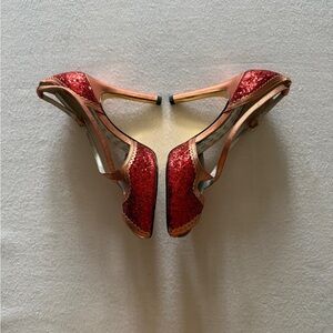 Val ❤️ Day Date Night 💃🏽 Sparkly Sequin Heels 👠 👠 Red & Pink Peep Toe